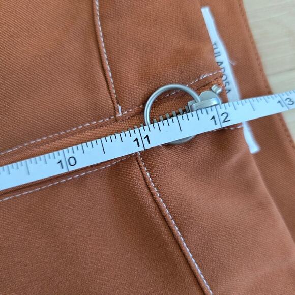 Tularosa High Waisted Front Zip Cropped Pants Rust Orange Brown M - Picture 9 of 10